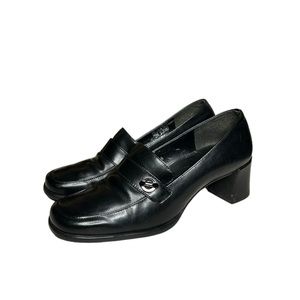 Bandolino Black Leather Square Toe Loafers
